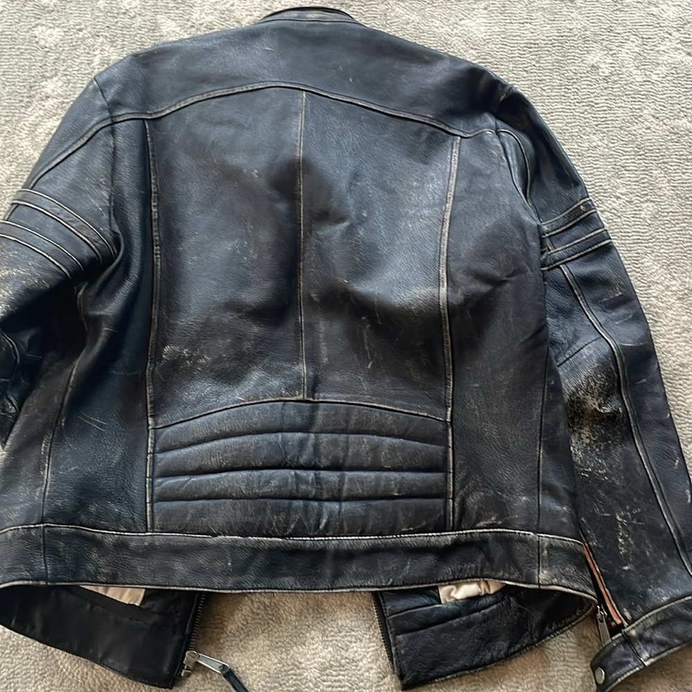 🎉HOST PICK🎉 Vintage Report Collection Racer Motorcycle Distressed Leather Jacket - Picture 10 of 14